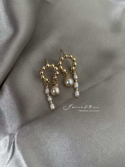 Golden Glow Pearl Earrings