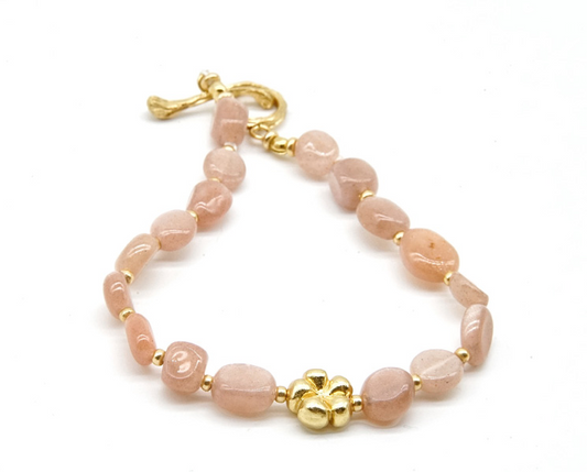 Peach Moonstone Blossom Bracelet