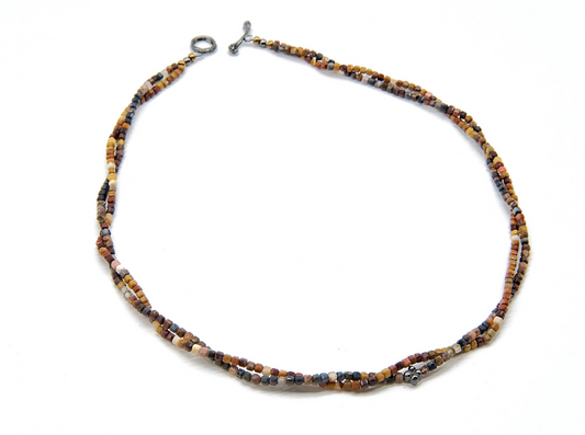 Double Strand Natural Pietersite & Yellow Opal Necklace